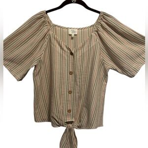 NWOT Ava James Tie Front Boxy Crop Top Small